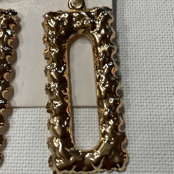 Gold Rectangle Door Knocker Earrings - Picture 8 of 16